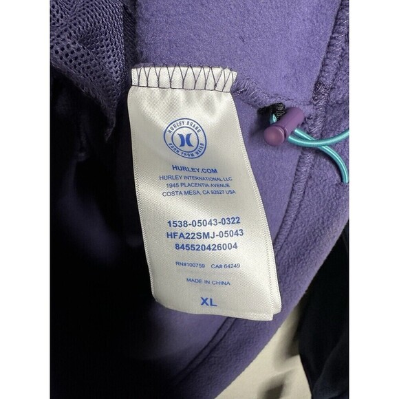 Hurley Sweater Mens Size XL Quarter Zip Pullover Color Block Fleece Top Nirvana - Picture 3 of 6